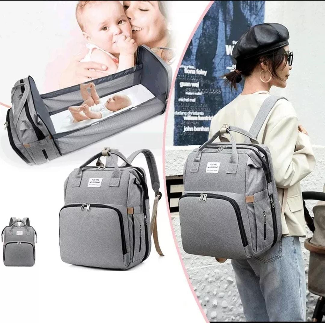 Pañalera Mochila Cambiador Gris - Boutique Mundo Materno