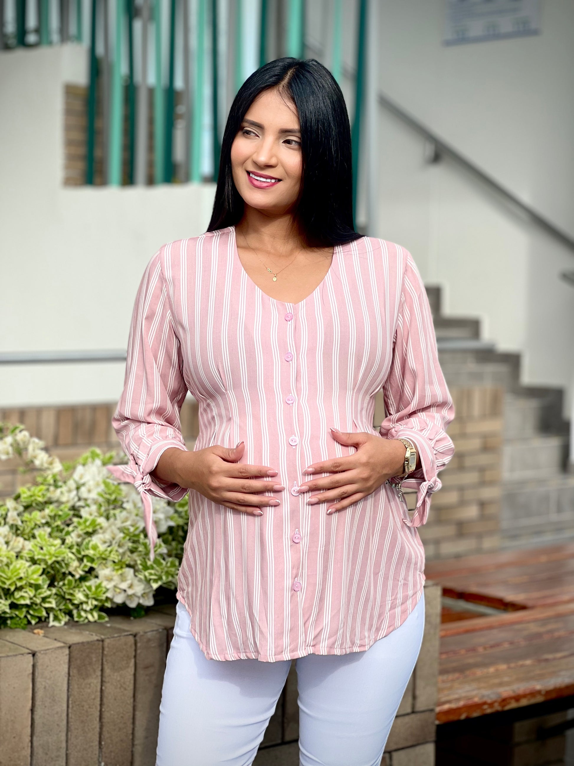 Blusa Materna para Embarazada 'Carla' Color Palo de Rosa - Boutique Mundo Materno