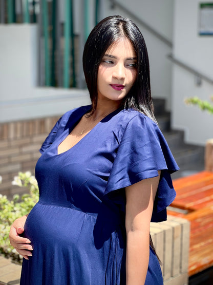 Vestido largo para embarazadas 'Charlotte' Azul - Boutique Mundo Materno